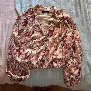 Beige Floral 3/4 Sleeve Blouse
